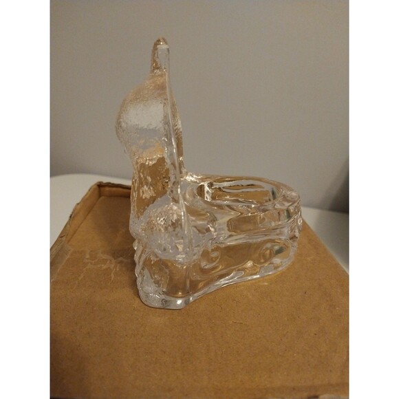Vintage Y2K Partylite Dolphin Tealight Candle Holder Etched Glass Heavy Decor - Picture 2 of 8